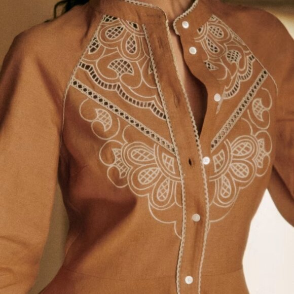 NWT Sezane Caprice Dress in Camel - Picture 5 of 6